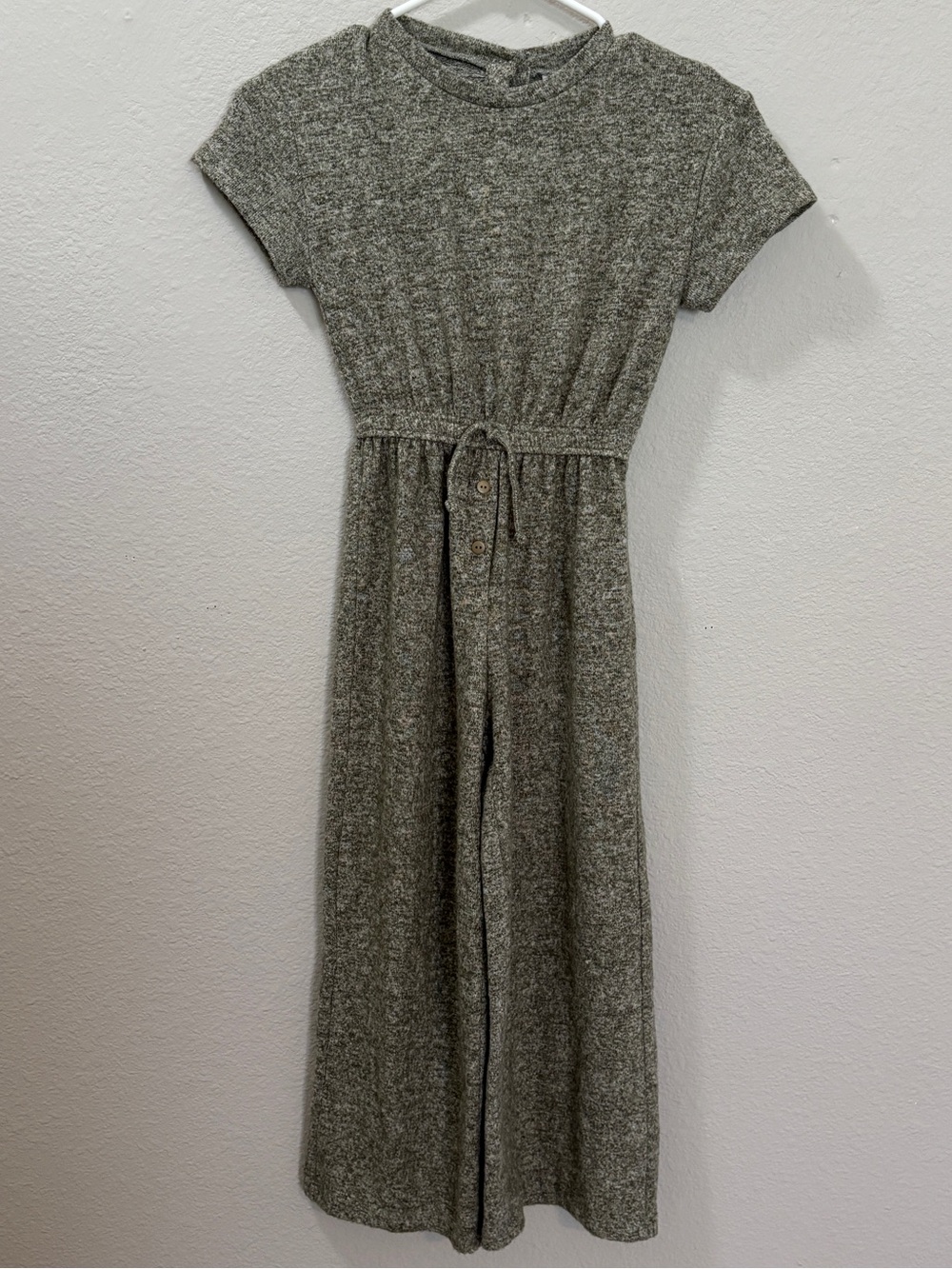 Zara Girls Green Tie Waist Knit Jumpsuit Size 9